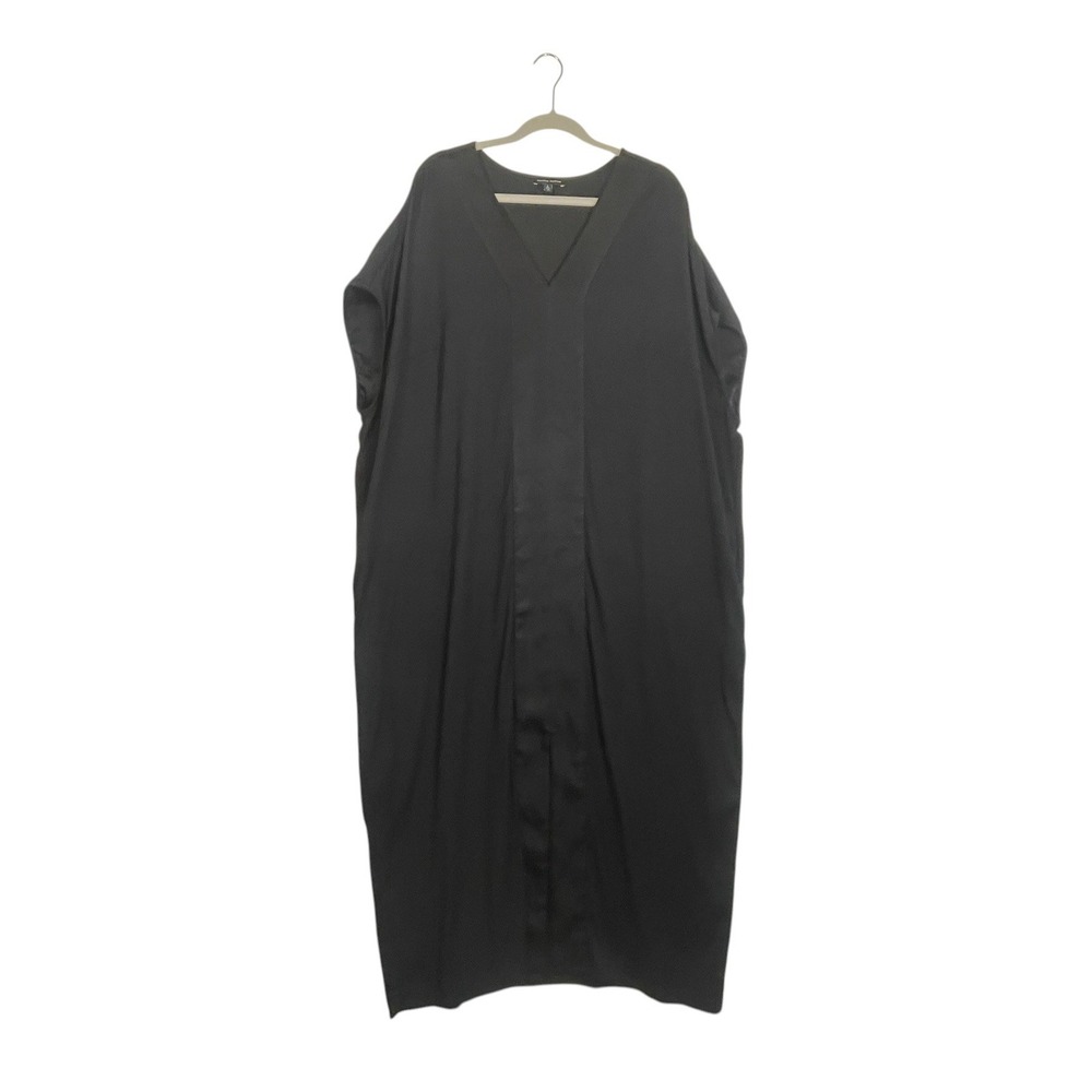 Universal Standard Black‎ Caftan Maxi Dress V-Neck Front Slit Pockets Large